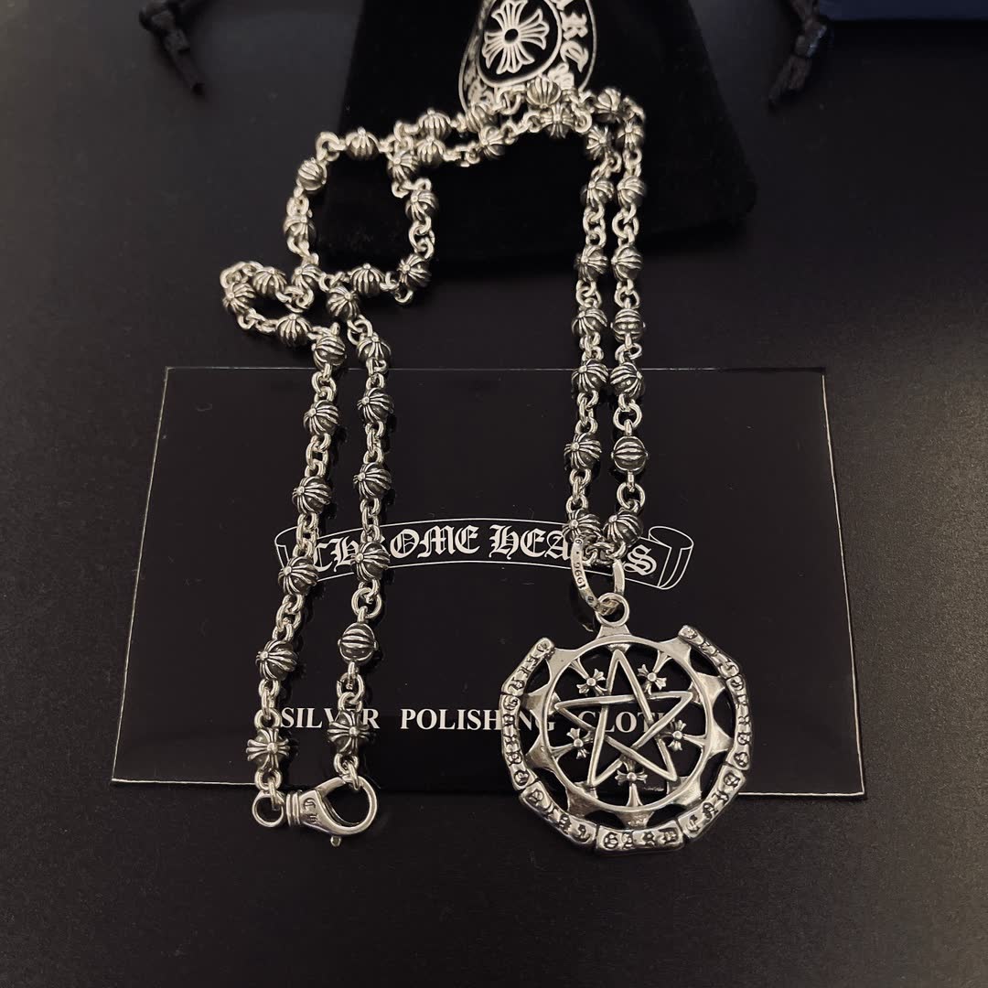 Chrome Hearts Silver Pentagram Pendant Necklace